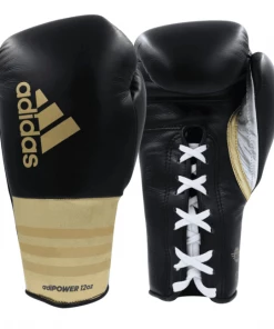 Adidas Adipower Pro Lace-up Boxing Gloves - Black Gold BOXING / MUAY THAI / MMA