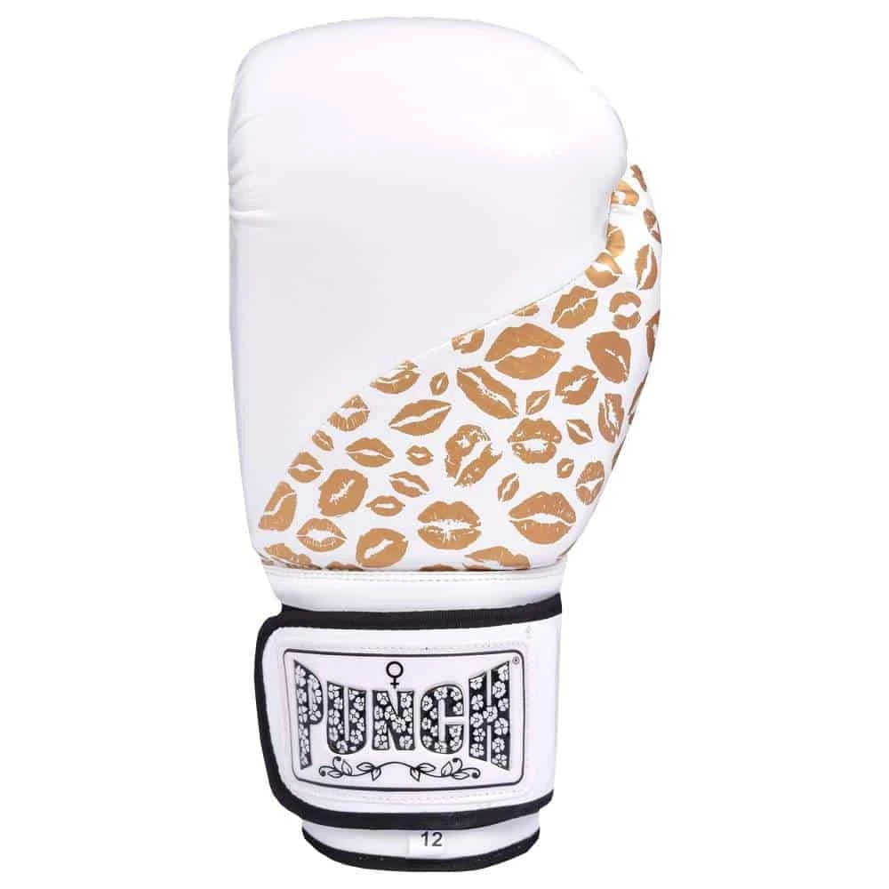 Punch Womens Boxing Gloves Gold Lip Art White 12oz Limited Edition 5 Punch Womens Boxing Gloves Gold Lip Art White 12oz Limited Edition