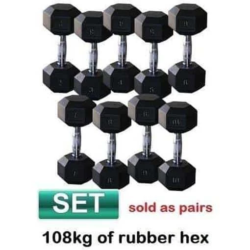 Morgan FUNCTIONAL FITNESS Rubber Hex Dumbell Weights Pack 2-10KG 180KG Set Gym Equipment Commercial Grade 4 Morgan FUNCTIONAL FITNESS Rubber Hex Dumbell Weights Pack 2-10KG 180KG Set Gym Equipment Commercial Grade