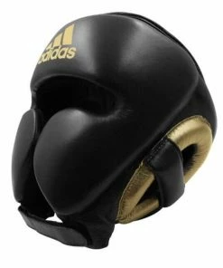 Adidas Adistar Pro Leather Head Guard - Black / Gold BOXING / MUAY THAI / MMA