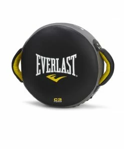 Everlast C3 Leather Round Punch Shield Pad - Black / Yellow BOXING / MUAY THAI / MMA