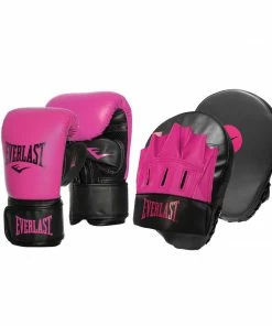 BOXING / MUAY THAI / MMA Everlast Tempo Boxing Gloves + Focus Pads Mitts Combo Kit - Pink / Black