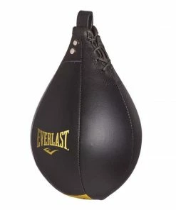 BOXING / MUAY THAI / MMA Everlast Premium Leather Speed Ball 10" - Black / Gold