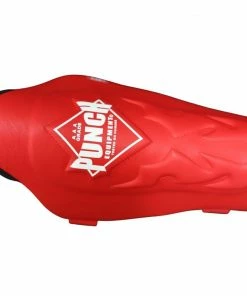 BOXING / MUAY THAI / MMA Punch Talon Leather Deluxe Instep Shin Pads Guards - Red