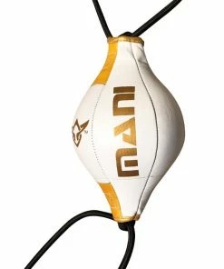 BOXING / MUAY THAI / MMA Mani Mini Fast Leather 8" Speed Floor To Ceiling Ball - Gold / White 10 BOXING / MUAY THAI / MMA Mani Mini Fast Leather 8