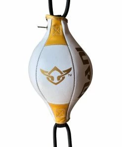 BOXING / MUAY THAI / MMA Mani Mini Fast Leather 8" Speed Floor To Ceiling Ball - Gold / White 12 BOXING / MUAY THAI / MMA Mani Mini Fast Leather 8