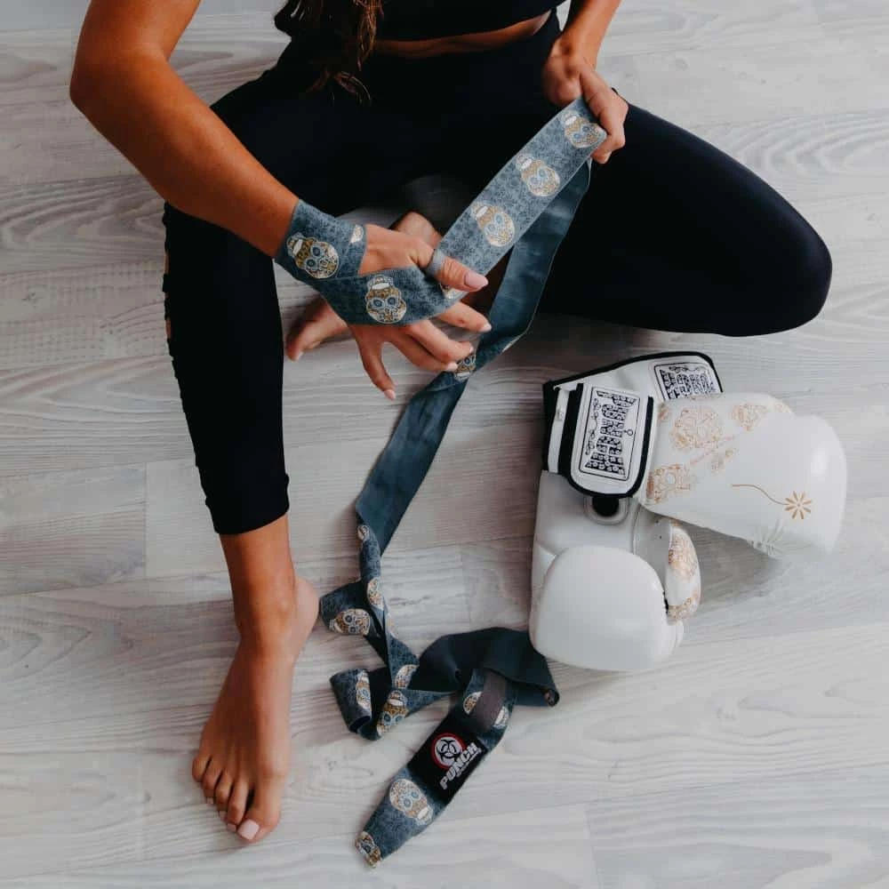 PUNCH Womens Stretch Hand Wraps Skull Art Boxing / MMA BOXING / MUAY THAI / MMA 7 PUNCH Womens Stretch Hand Wraps Skull Art Boxing / MMA BOXING / MUAY THAI / MMA