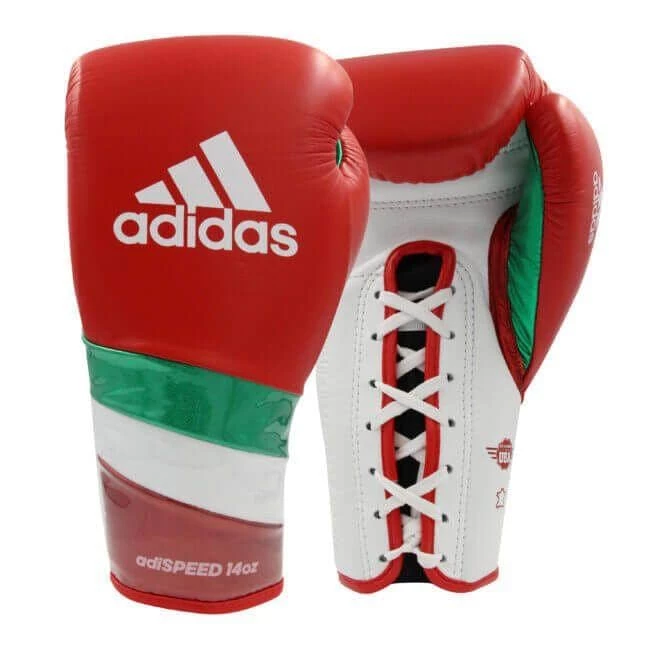 BOXING / MUAY THAI / MMA Adidas Adispeed Lace Up Pro Boxing Gloves - Red White Green 3 BOXING / MUAY THAI / MMA Adidas Adispeed Lace Up Pro Boxing Gloves - Red White Green