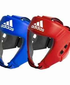 Adidas AIBA Leather Pro Boxing Head Gear Guard Blue Red [S/M/L/XL]