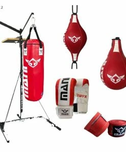 BOXING / MUAY THAI / MMA Mani 3 In 1 Bag Stand Combo W/ Bag + Speedball + FTC Ball + Gloves + Wraps Set Pack