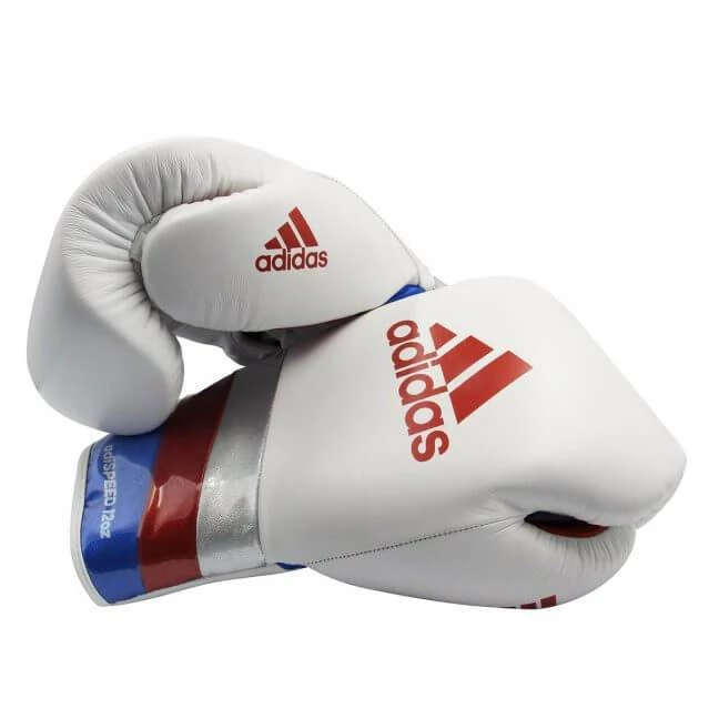 BOXING / MUAY THAI / MMA Adidas Adispeed Lace Up Pro Boxing Gloves - White Blue Red 7 BOXING / MUAY THAI / MMA Adidas Adispeed Lace Up Pro Boxing Gloves - White Blue Red