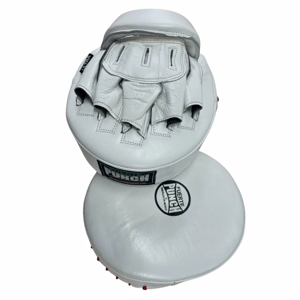 Punch Mexican Fuerte Ultra Air Leather Focus Pads PAIR - Red / White 13 Punch Mexican Fuerte Ultra Air Leather Focus Pads PAIR - Red / White