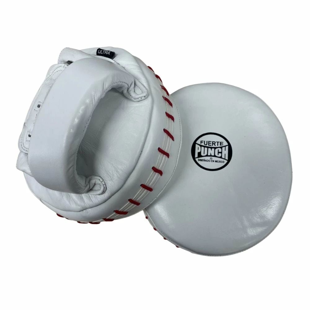 Punch Mexican Fuerte Ultra Air Leather Focus Pads PAIR - Red / White 12 Punch Mexican Fuerte Ultra Air Leather Focus Pads PAIR - Red / White