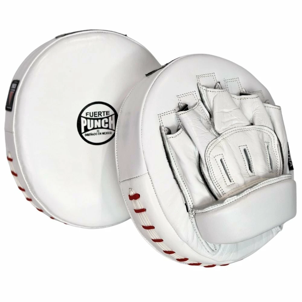 Punch Mexican Fuerte Ultra Air Leather Focus Pads PAIR - Red / White 4 Punch Mexican Fuerte Ultra Air Leather Focus Pads PAIR - Red / White