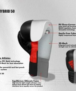 Adidas Hybrid 50 Boxing Gloves - Red / Black BOXING / MUAY THAI / MMA 14 Adidas Hybrid 50 Boxing Gloves - Red / Black BOXING / MUAY THAI / MMA