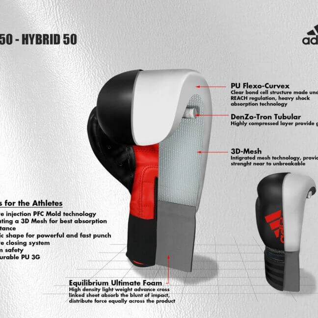 Adidas Hybrid 50 Boxing Gloves - Red / Black BOXING / MUAY THAI / MMA 5 Adidas Hybrid 50 Boxing Gloves - Red / Black BOXING / MUAY THAI / MMA