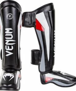 Venum Elite Standup ShinGuards - Black White BOXING / MUAY THAI / MMA