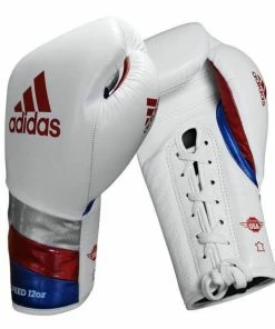BOXING / MUAY THAI / MMA Adidas Adispeed Lace Up Pro Boxing Gloves - White Blue Red 23 BOXING / MUAY THAI / MMA Adidas Adispeed Lace Up Pro Boxing Gloves - White Blue Red