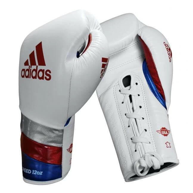 BOXING / MUAY THAI / MMA Adidas Adispeed Lace Up Pro Boxing Gloves - White Blue Red 11 BOXING / MUAY THAI / MMA Adidas Adispeed Lace Up Pro Boxing Gloves - White Blue Red