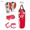 Mani 4ft Punching Bag + Boxing Gloves + Speed Rope + Hand Wraps + Snap Hook Set Pack - Red BOXING / MUAY THAI / MMA