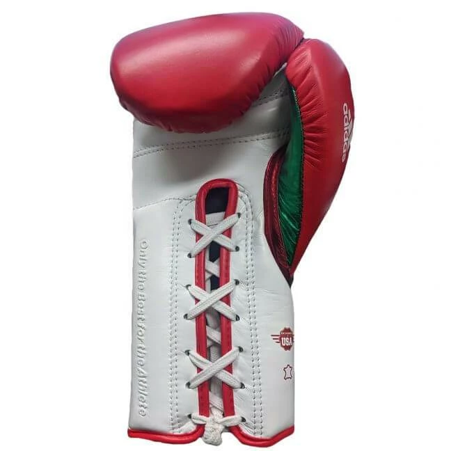 BOXING / MUAY THAI / MMA Adidas Adispeed Lace Up Pro Boxing Gloves - Red White Green 4 BOXING / MUAY THAI / MMA Adidas Adispeed Lace Up Pro Boxing Gloves - Red White Green