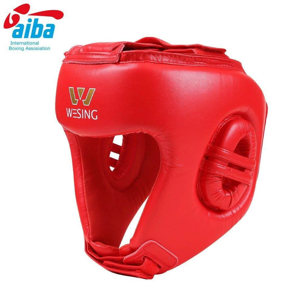 Morgan Wesing AIBA Approved Open Face Leather Sparring Head Guard Red/Blue BOXING / MUAY THAI / MMA 3 Morgan Wesing AIBA Approved Open Face Leather Sparring Head Guard Red/Blue BOXING / MUAY THAI / MMA