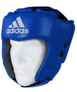 Adidas AIBA Leather Pro Boxing Head Gear Guard Blue Red [S/M/L/XL]