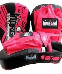 Morgan BKK Ready Boxing Focus Pads Mitts Hand Targets Set (PAIR) Pink / Green