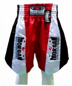 Morgan Elite Pro Boxing Shorts Deluxe Heavy Satin Red Blue