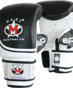 Mani Black & White Leather EVO Bag Mitts Training Gloves BOXING / MUAY THAI / MMA