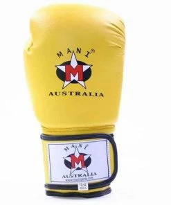 Mani Yellow S. Leather Boxing Gloves [10oz 12oz 16oz] Sparring Training