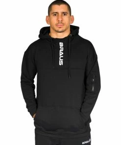 Braus BJJ Track Hoodie Jumper Unisex 100% Cotton - Black