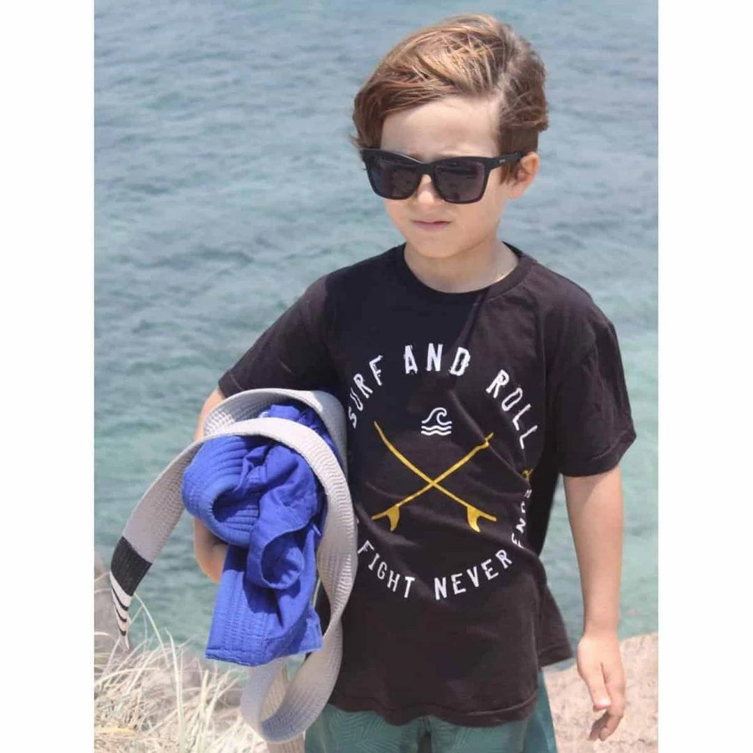 BRAUS Surf N Roll Classic Black Tee – Kids 4 BRAUS Surf N Roll Classic Black Tee – Kids