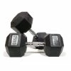 FUNCTIONAL FITNESS Morgan Hex Dumbbells PAIR Rubber Coated Cast Iron Commercial Gym Grade 2-35KG