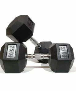 FUNCTIONAL FITNESS Morgan Hex Dumbbells PAIR Rubber Coated Cast Iron Commercial Gym Grade 2-35KG