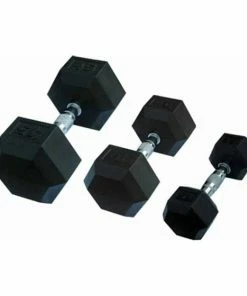 FUNCTIONAL FITNESS Morgan Hex Dumbbells PAIR Rubber Coated Cast Iron Commercial Gym Grade 2-35KG