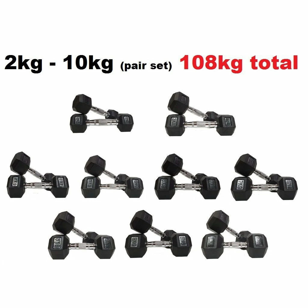 Morgan FUNCTIONAL FITNESS Rubber Hex Dumbell Weights Pack 2-10KG 180KG Set Gym Equipment Commercial Grade 3 Morgan FUNCTIONAL FITNESS Rubber Hex Dumbell Weights Pack 2-10KG 180KG Set Gym Equipment Commercial Grade