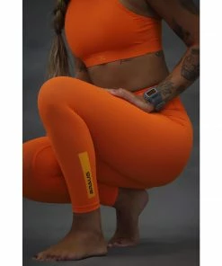 Braus Womens Warrior High Rise Full Length Compression Pants – Orange