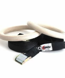 FUNCTIONAL FITNESS SMAI - Wooden Gym Rings - Standard Straps
