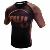 Gis FUJI IBJJF Approved Short Sleeve Rash Guard Brown MMA BJJ Thai