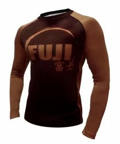 Gis FUJI IBJJF Approved Long Sleeve Rash Guard Brown MMA BJJ Thai