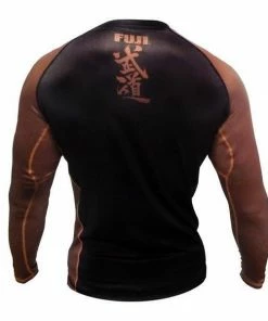 Gis FUJI IBJJF Approved Long Sleeve Rash Guard Brown MMA BJJ Thai