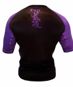 FUJI IBJJF Approved Short Sleeve Rash Guard Purple MMA BJJ Thai