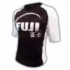 FUJI IBJJF Approved Ranked Short Sleeve Rash Guard White MMA BJJ Thai Gis