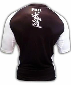 FUJI IBJJF Approved Ranked Short Sleeve Rash Guard White MMA BJJ Thai Gis