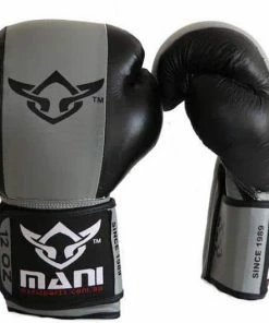 Mani Black Gel Leather Boxing Gloves