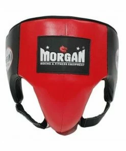 BOXING / MUAY THAI / MMA Morgan Platinum Leather Abdo Groin Guard Pad Protector [Blue/Red] Boxing / MMA