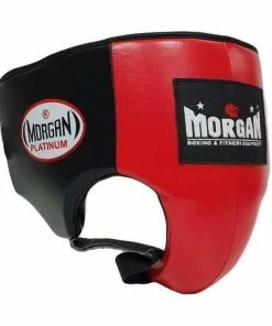 BOXING / MUAY THAI / MMA Morgan Platinum Leather Abdo Groin Guard Pad Protector [Blue/Red] Boxing / MMA