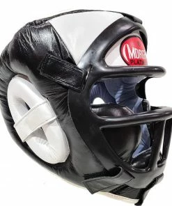 Morgan Leather Head Guard With Abx Plastic Removable Grill MARTIAL ARTS