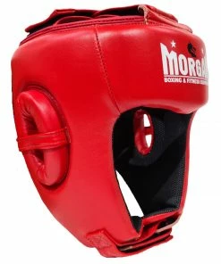 Morgan Platinum Open Face Leather Sparring Head Guard Helmet Classic [Red/Blue] BOXING / MUAY THAI / MMA